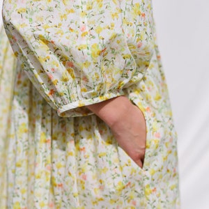 Reversible oversized floral print summer dress yellow INKY FIELDS OFFON Clothing image 5