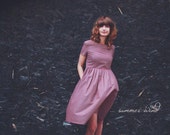 Pleated Skirt Dress - Striped Dress -  Handmade by OffOn "SummerWind"