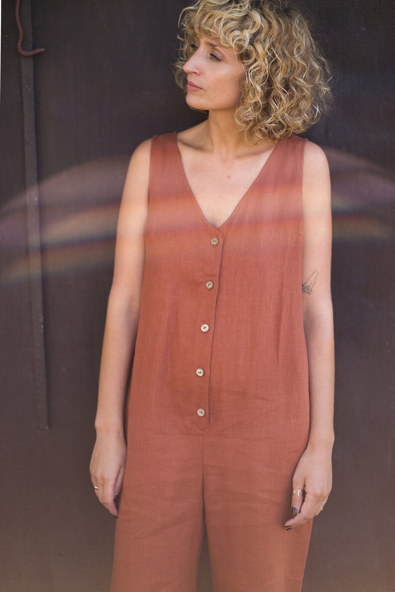 Maternity linen sleeveless wide leg jumpsuit Maternity clothes OFFON CLOTHING