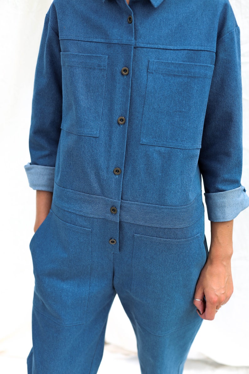 Denim long sleeve utility coverall AMBRE OFFON CLOTHING image 2