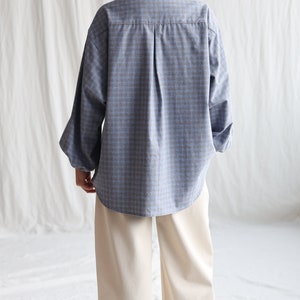 Light blue brushed plaid cotton oversized shirt ELIAN OFFON CLOTHING image 6