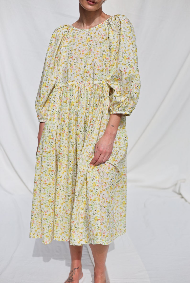 Reversible oversized floral print summer dress yellow INKY FIELDS OFFON Clothing image 10