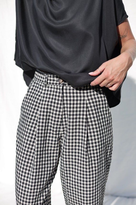 Gingham Boxy Seersucker Trousers • OFFON CLOTHING - Etsy