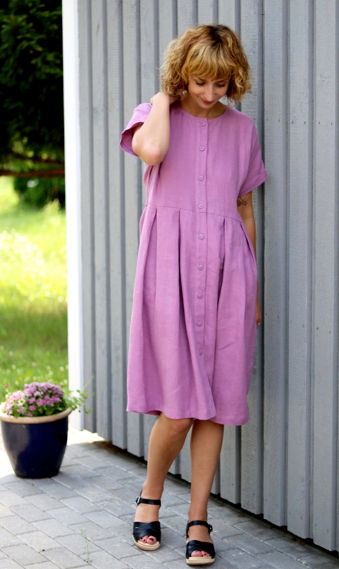 Button up Linen Dress/linen Summer Dress for Women/offon - Etsy