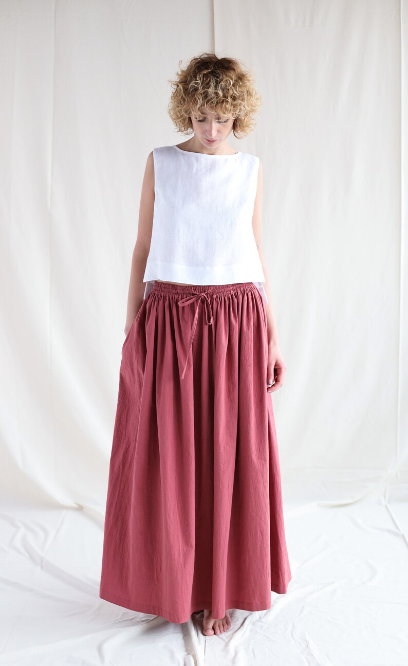 Maxi ruffled A-line cotton skirt OFFON Clothing