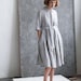 Linen dress/Linen shirt dress/Pleated skirt loose fit linen dress/OFFON CLOTHING 
