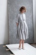 Linen dress/Linen shirt dress/Pleated skirt loose fit linen dress/OFFON CLOTHING 