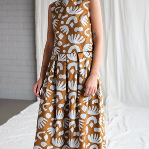 Jupe plissée en coton à imprimé abstrait OFFON CLOTHING image 3