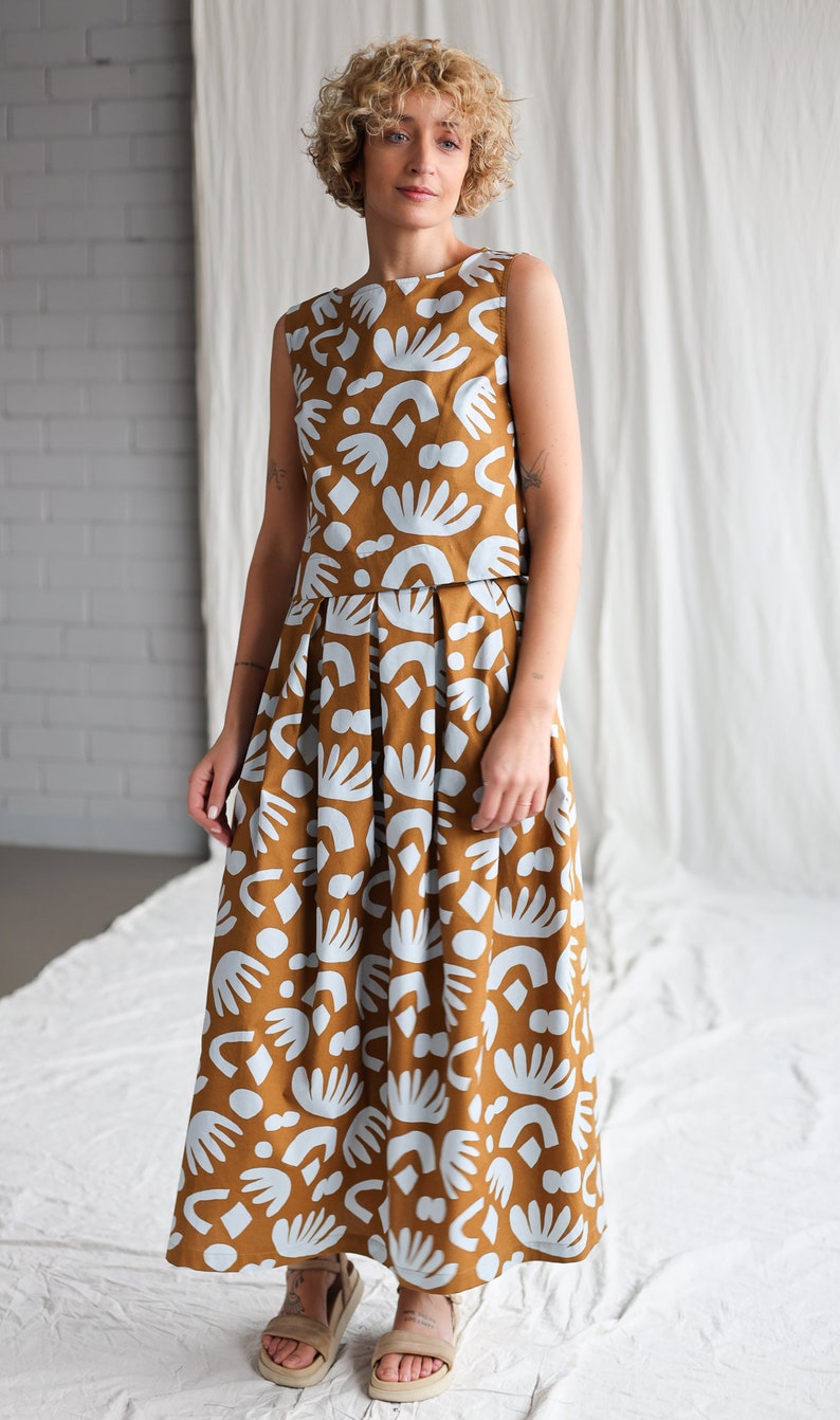 Katoenen plooirok met abstracte print OFFON CLOTHING afbeelding 3