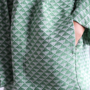 Jacquard linen geometric pattern kimono style jacket / OFFON CLOTHING image 10
