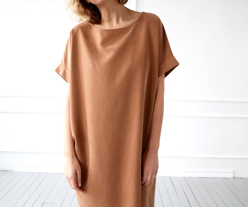 Cocoon dress in a beautiful cinnamon color/OFFON CLOTHING Etsy