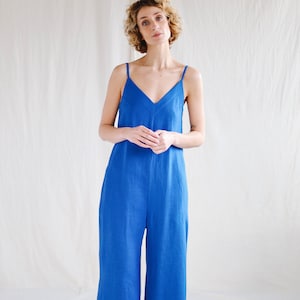 Linen Sleeveless Wide Leg Summer Jumpsuit MANON / OFFON - Etsy