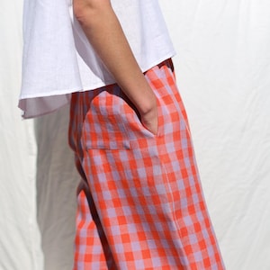 Checkered linen balloon trousers VIVIAN • OFFON Clothing