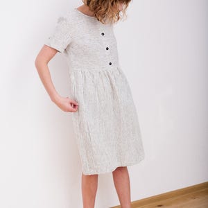 Linen Dress Striped Linen Dress Organic Linen Dress Linen Short Sleeve Dress Linen Women Dress Handmade by OFFON image 4