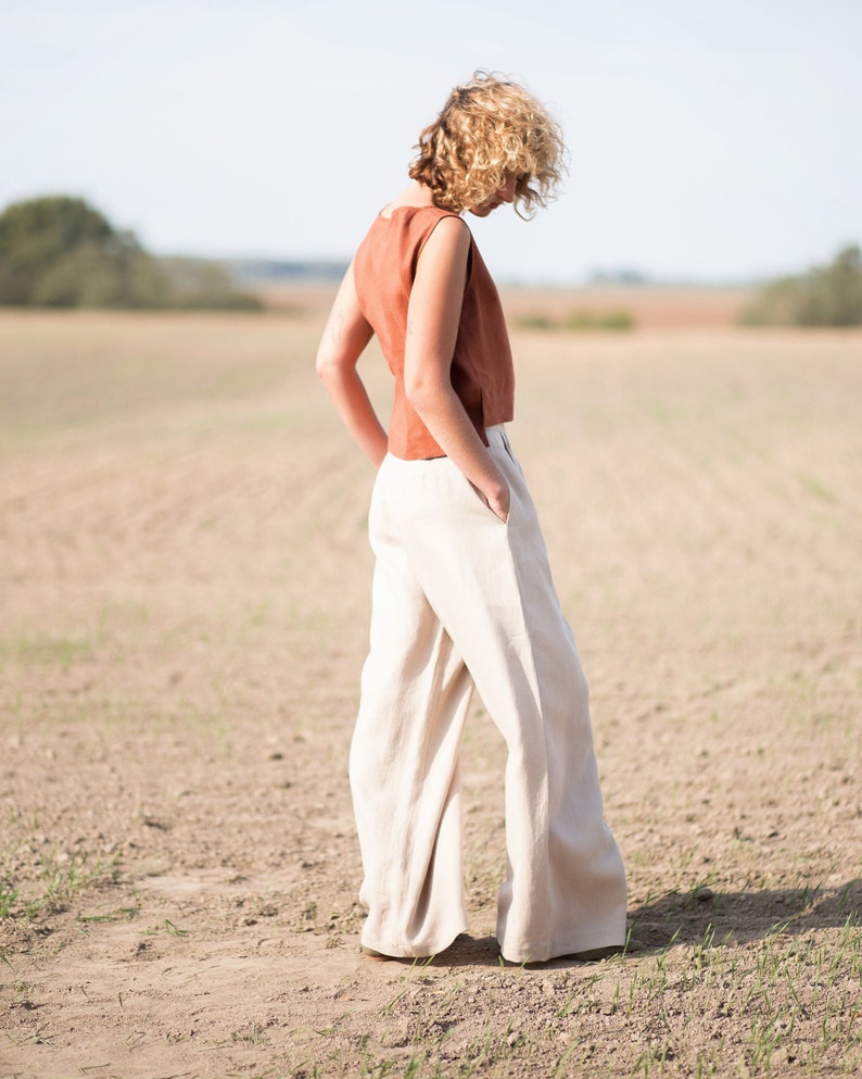 Wide leg linen trousers / OFFON CLOTHING