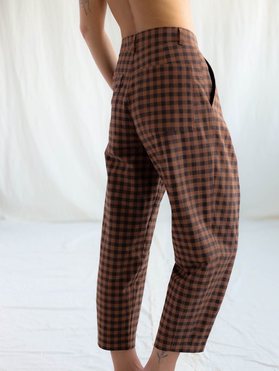Gingham Boxy Tapered Leg Trousers OFFON CLOTHING - Etsy