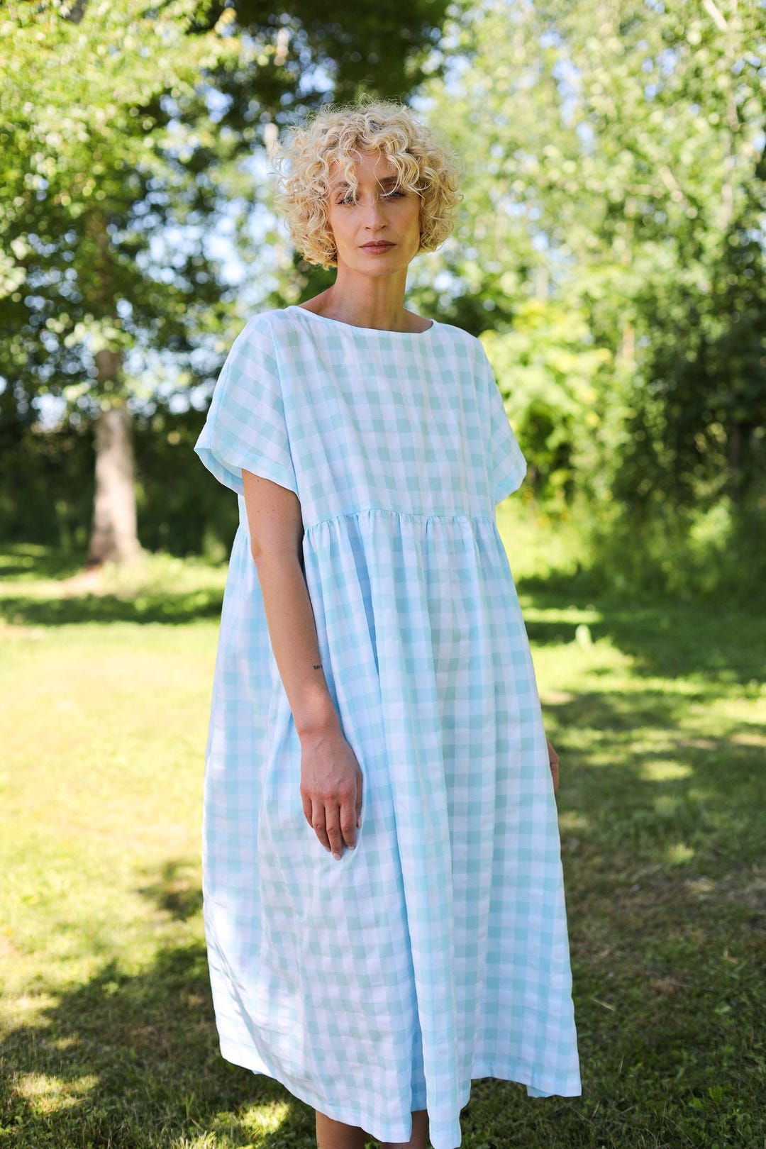 Oversized Seersucker Checks Dress SILVINA • OFFON CLOTHING - Etsy