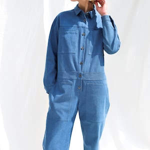 Denim long sleeve utility coverall AMBRE OFFON CLOTHING image 9