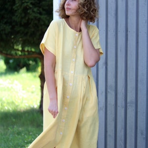 Button up linen summer dress / OFFON Clothing image 2