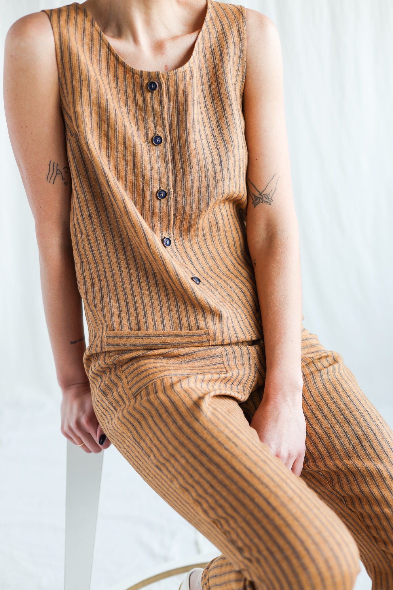 LIMI Feu ストライプ ノースリーブジャンプスーツ Sサイズ LIMI Feu ストライプ ノースリーブジャンプスーツ Sサイズ STAFF