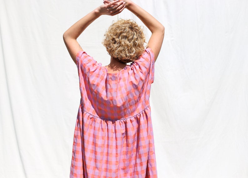 Oversized Seersucker Checks Dress SILVINA OFFON CLOTHING - Etsy