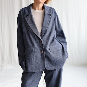 Wool and linen oversized blazer OFFON Clothing image 10