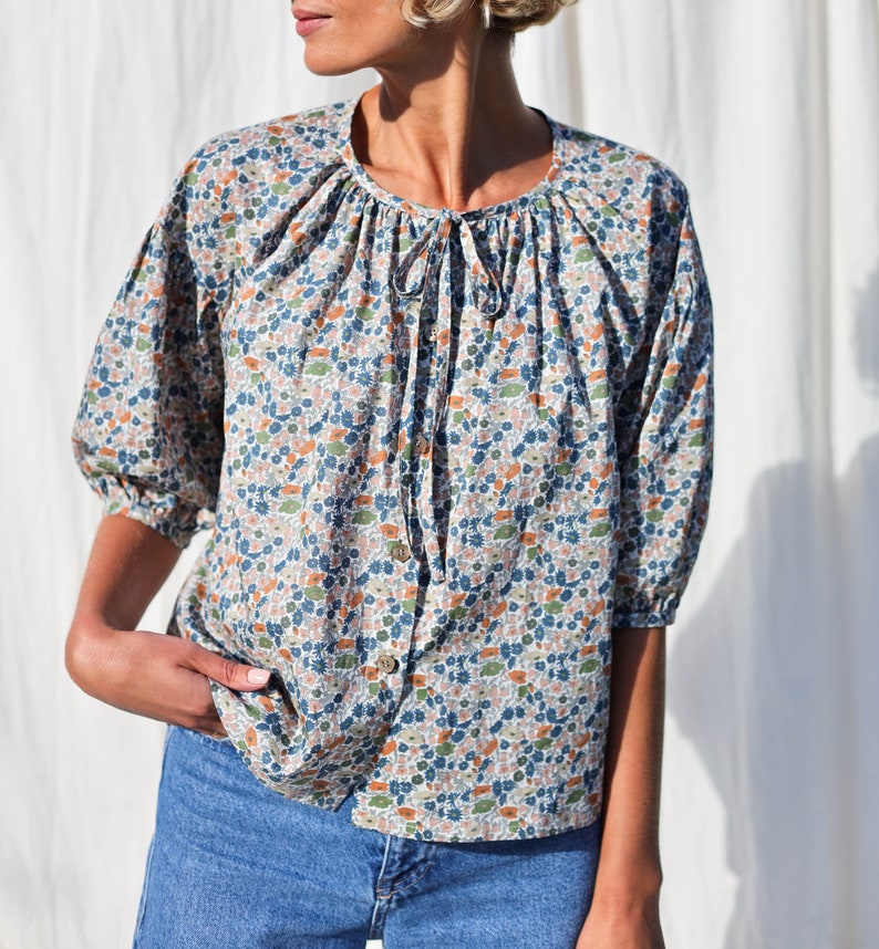 Button through floral blouse LIU OFFON CLOTHING image 7