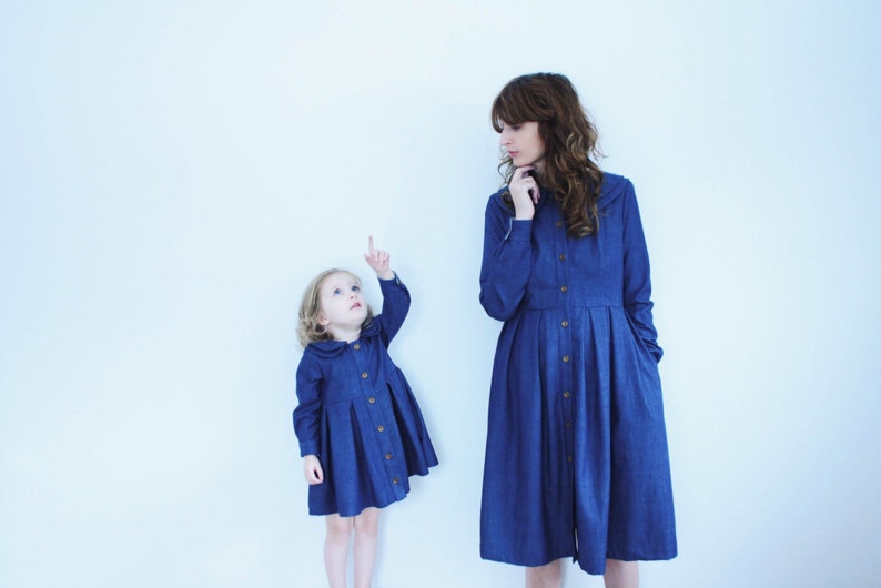 Matching Denim Dresses Mother Daughter Dress Set Handmade by OFFON image 4
