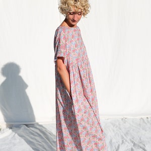 Oversize Silky Tana Lawn Cotton Floral Print Dress SILVINA OFFON ...