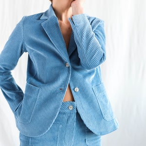 Light blue wide wale corduroy blazer OFFON Clothing image 9