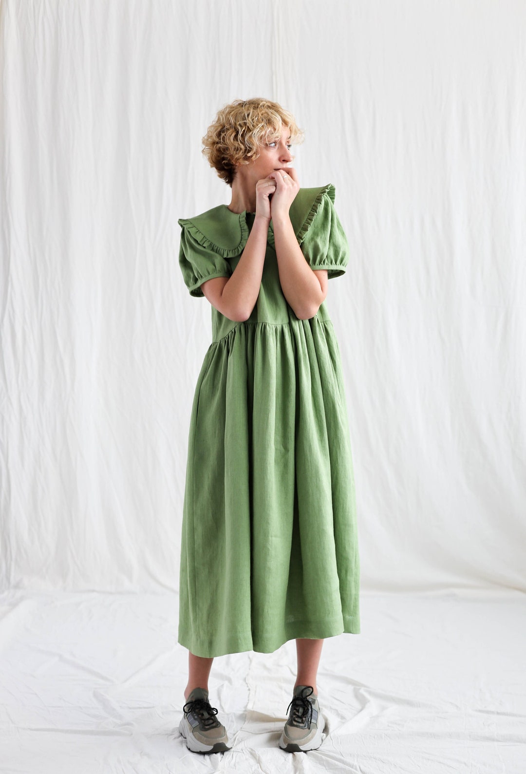 GRIS Puritan Collar Dress L グリワンピ