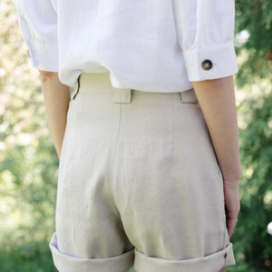 Linen high waist shorts / OFFON CLOTHING image 7