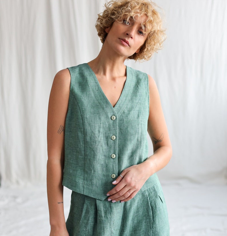 Classic elegant linen waistcoat OFFON CLOTHING image 4