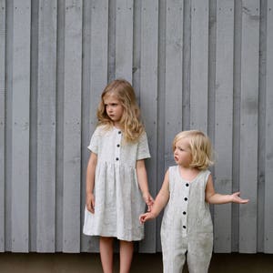 Matching Dress Linen Dress Matching Mommy and Me Striped Dresses Matching Linen Outfit Handmade by OFFON image 4