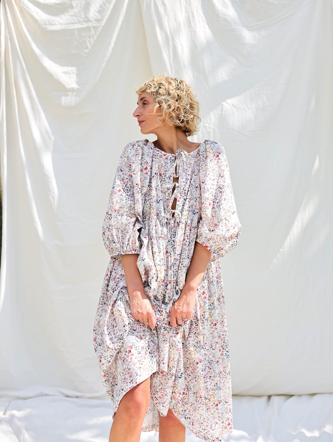 Oversized Reversible Floral Print Dress FELDA OFFON Clothing