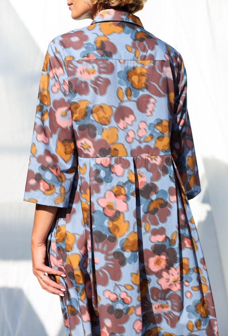 Loose Fit Blurry Flower Print Shirt Dress OFFON CLOTHING Etsy