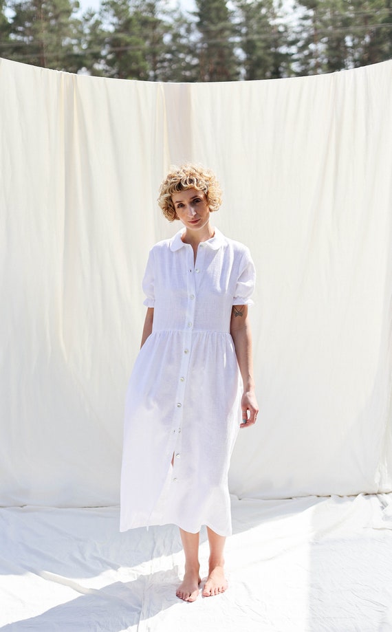 loose button up dress Utoimkio Women's Casual Loose Button Down Shirt Dress Lapel Rolled up Sleeve Elegant Maxi Dress Solid Open Front Long Dresses for Women, Size: 5XL,