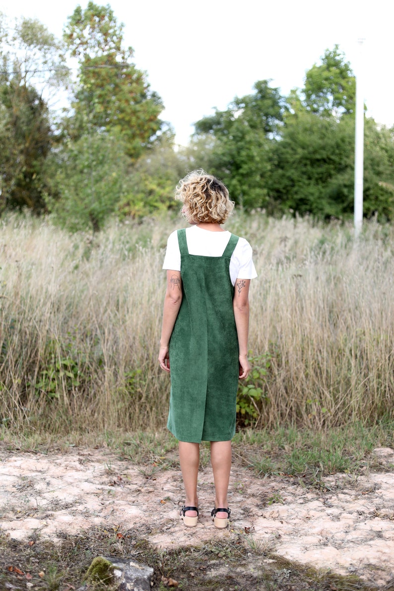 Corduroy Pinafore Dress Apron Needlecord Dress With Pockets Etsy