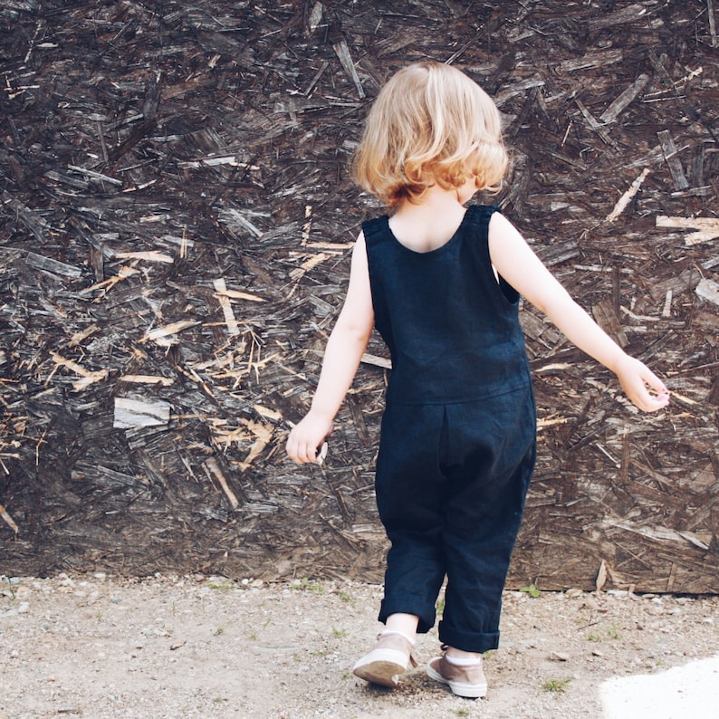 Linen Girls Jumpsuit / Sleeveless Linen Toddler Jumpsuit / Organic Linen Summer Jumpsuit / Handmade by OFFON image 5