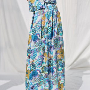 Blue floral print silky cotton pleated skirt OFFON CLOTHING image 7