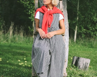 Ärmelloses Gingham-Seersucker-Kleid • OFFON CLOTHING