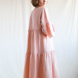 Linen Tiered Dress ADELE Handmade by OFFON image 4