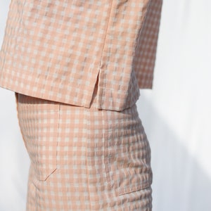 Seersucker vintage cut gingham two pieces suit OFFON Clothing image 10