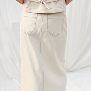 Falda lápiz con puntadas en contraste de algodón y lona natural OFFON CLOTHING imagen 4
