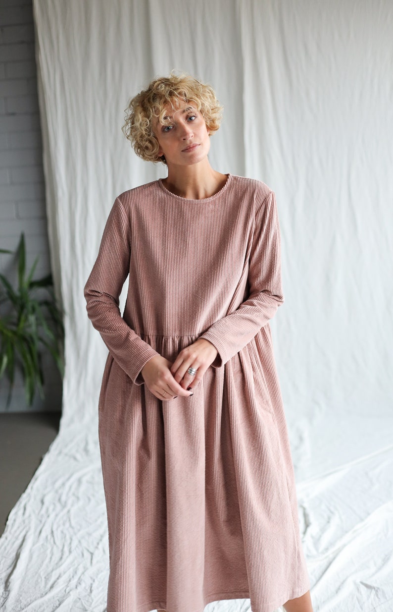 Loose long sleeve wide cord dress MILANA / OFFON CLOTHING image 8