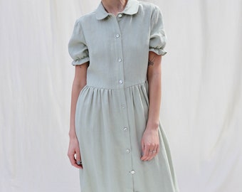 Linen Button Through Dress MAY Handmade 