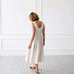 Sleeveless striped linen dress / OFFON CLOTHING image 5