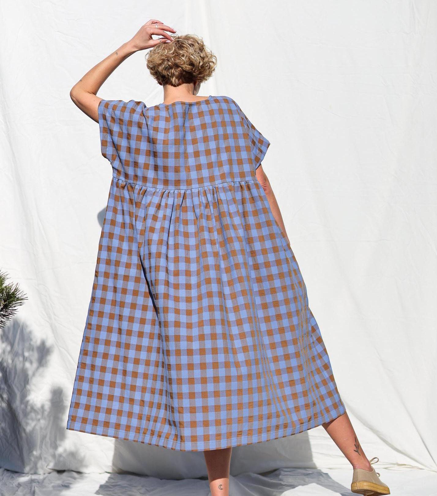Blue Checkered Dress - Etsy Canada
