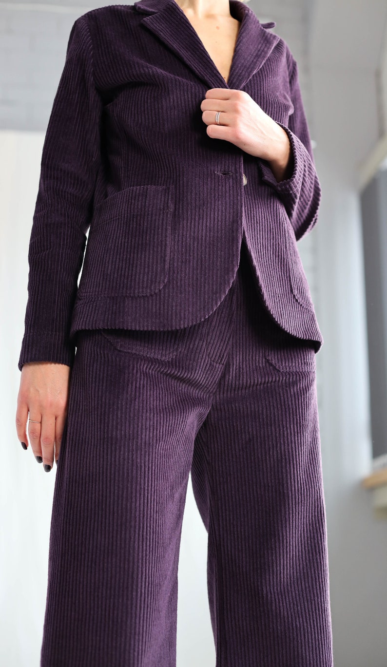 Eggplant wide wale corduroy blazer OFFON Clothing image 9