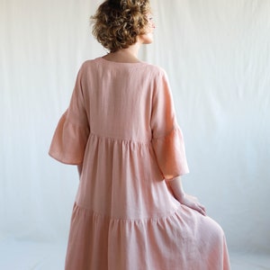 Linen Tiered Dress ADELE Handmade by OFFON image 6